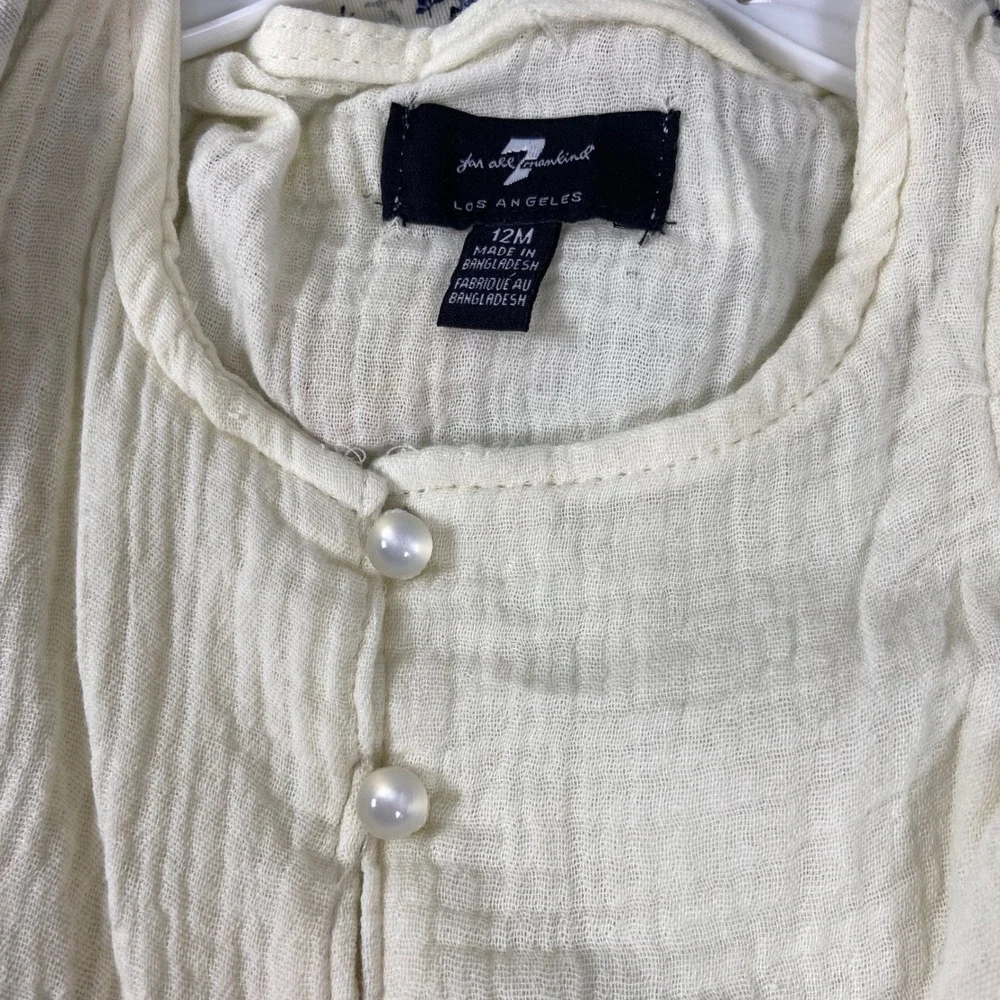 7 For All Mankind Baby Floral Jacket/Shirt/Shorts Set 12M Marshmallow Crème NEW‎